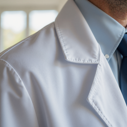 四十五岁左右男性医生头像,穿白大褂,白色背景,专业医疗形象